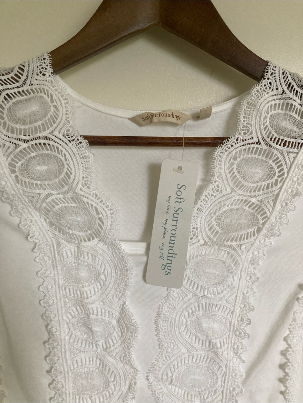 NWT Soft Surroundings White Lace V-Neck Blouse
